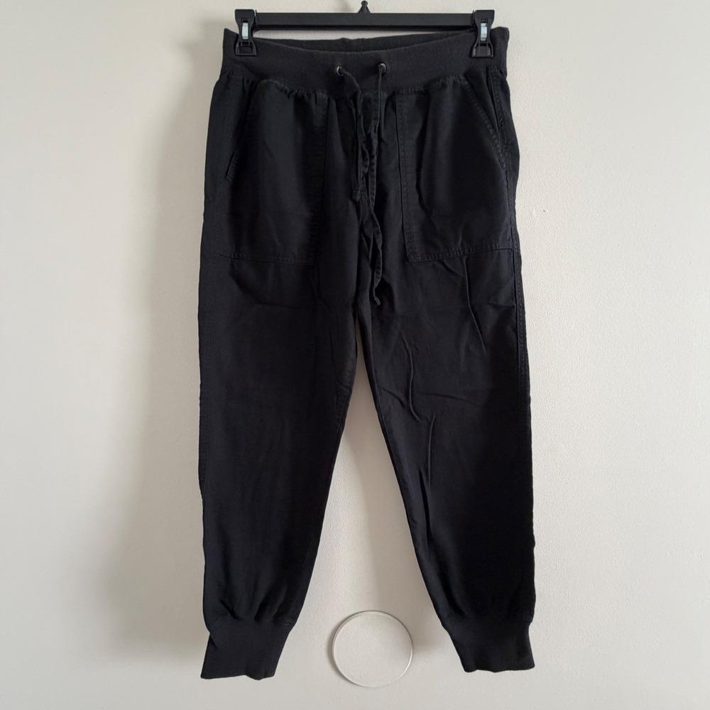 Gap Rib Utility Jogger Pants True Black Cotton Drawstring Size Small